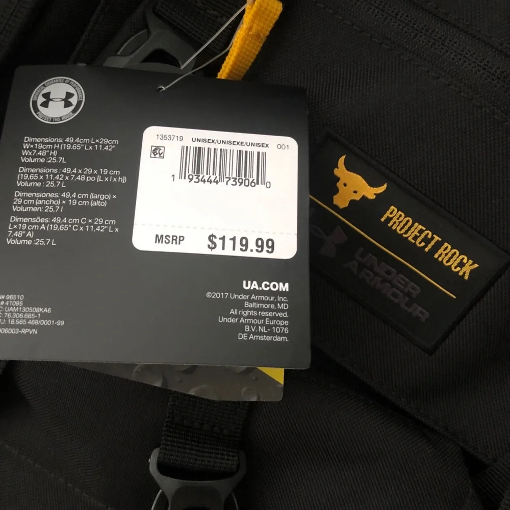 Under Armour x Project Rock Regiment UA Unisex Womens Backpack Black 1353719-001 - Picture 13 of 13